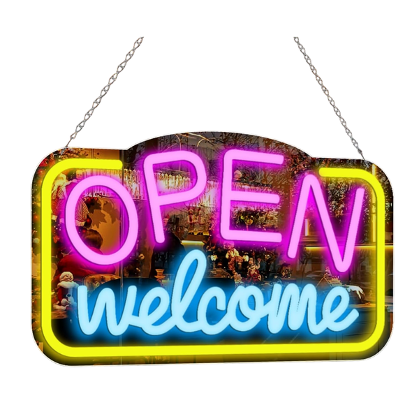 Welcome Neon Sign - RGB Acrylic Open Neon Light 38cm