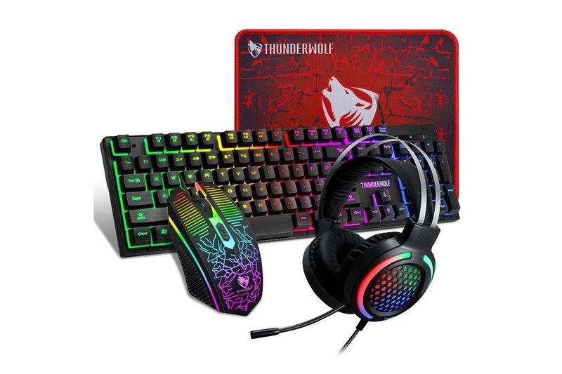 Gaming Mouse+Keyboard+PAD+Headset 4in1 -T-WOLF-TF-400