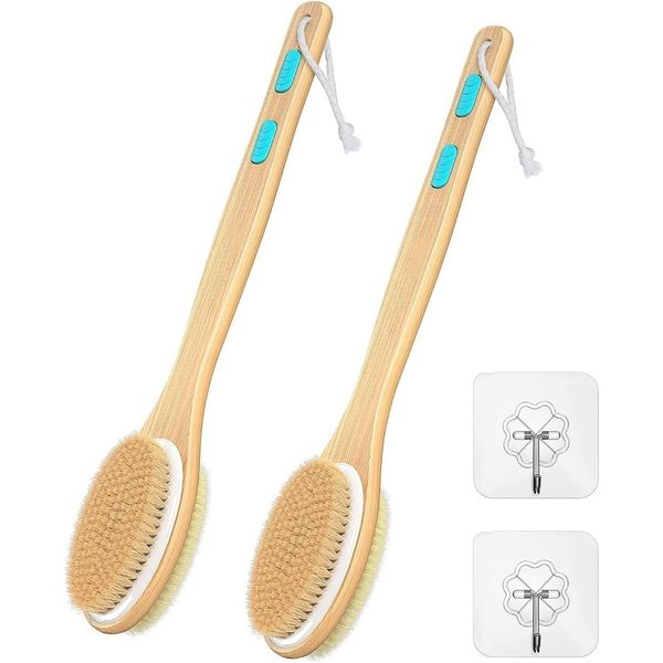 2 Pack Shower Brush with Soft and Stiff Bristles, Bath Dual-Sided