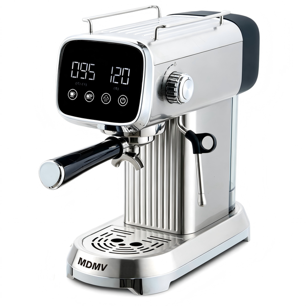 MDMV 20Bar Espresso Machine 1350W Milk Frother LED Display Compact Steel