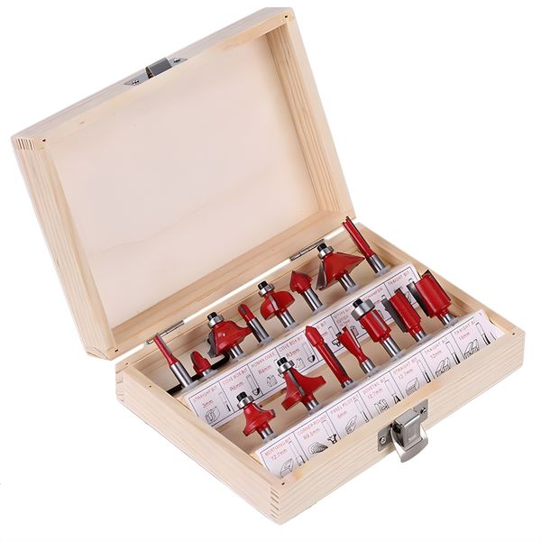 Router Bits 15pcs Milling Cutter Machine Set 1/4 handle Cuttings Tools