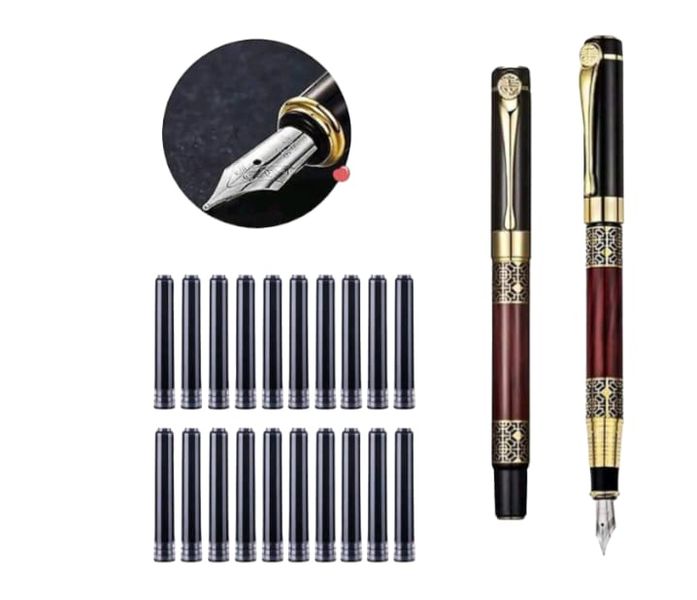 Fountain Pen 0.5mm (Copper Alloy) Brown and Gold with 20 Ink Refills