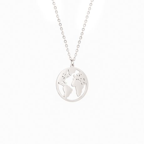 World map hot sale coin necklace