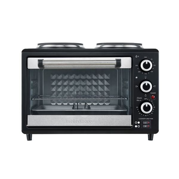 Mellerware Mini Oven With Solid Hotplates Steel Black 25L 3000W"Horizon 25"