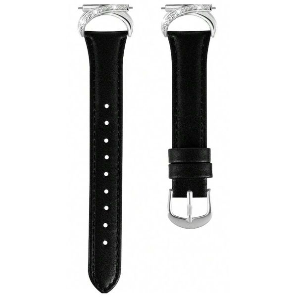 Luxury Leather Watch Band with Diamond C-Shaped Buckle (20mm)