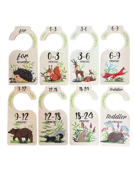8 Woodlands Animals Closet Dividers Baby Shower gift Nursery Room Jungle