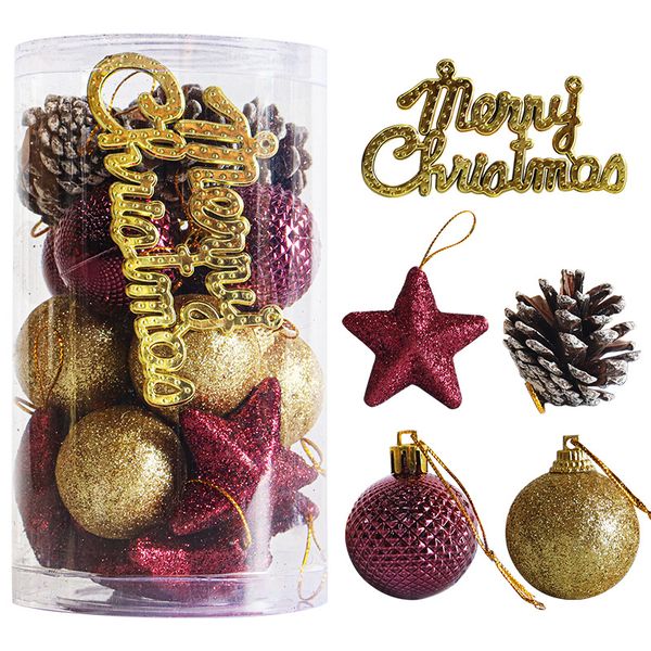 20Pcs Festive Gold - Purple Christmas Decor Balls &amp; Ornaments Set