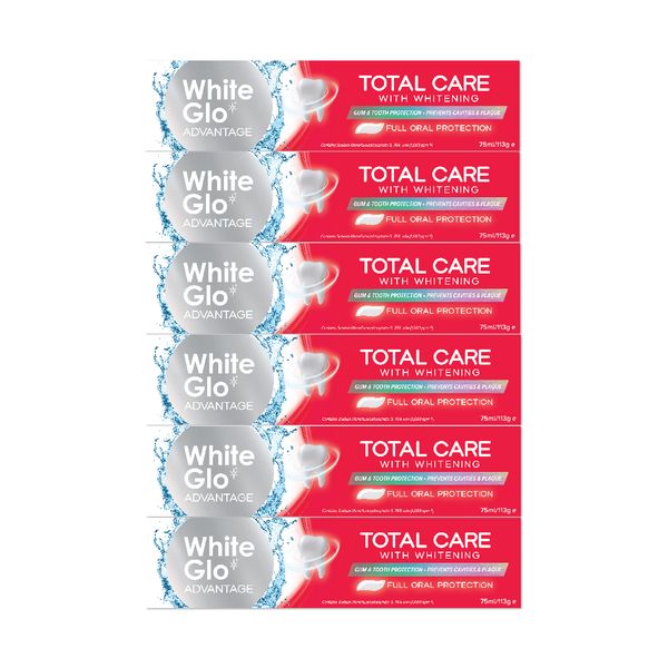 White Glo Advantage Toothpaste Total Care 75ml (6 Pack)
