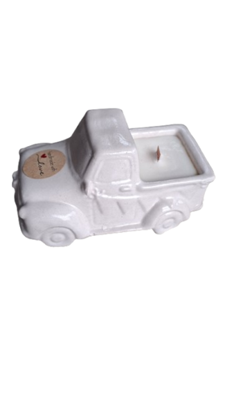 Vintage Gypsum Truck Candle, White Vanilla Scented Soy wax Candle
