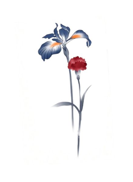 1 Piece - Elegant Iris &amp; Carnation Duo Temporary Tattoo - Multicolor