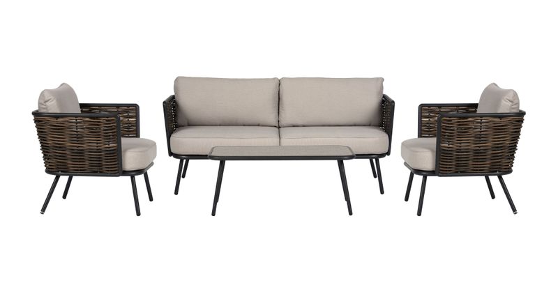 Envy - Outdoor Rattan Patio Sofa Set with Cushions - 4 Piece