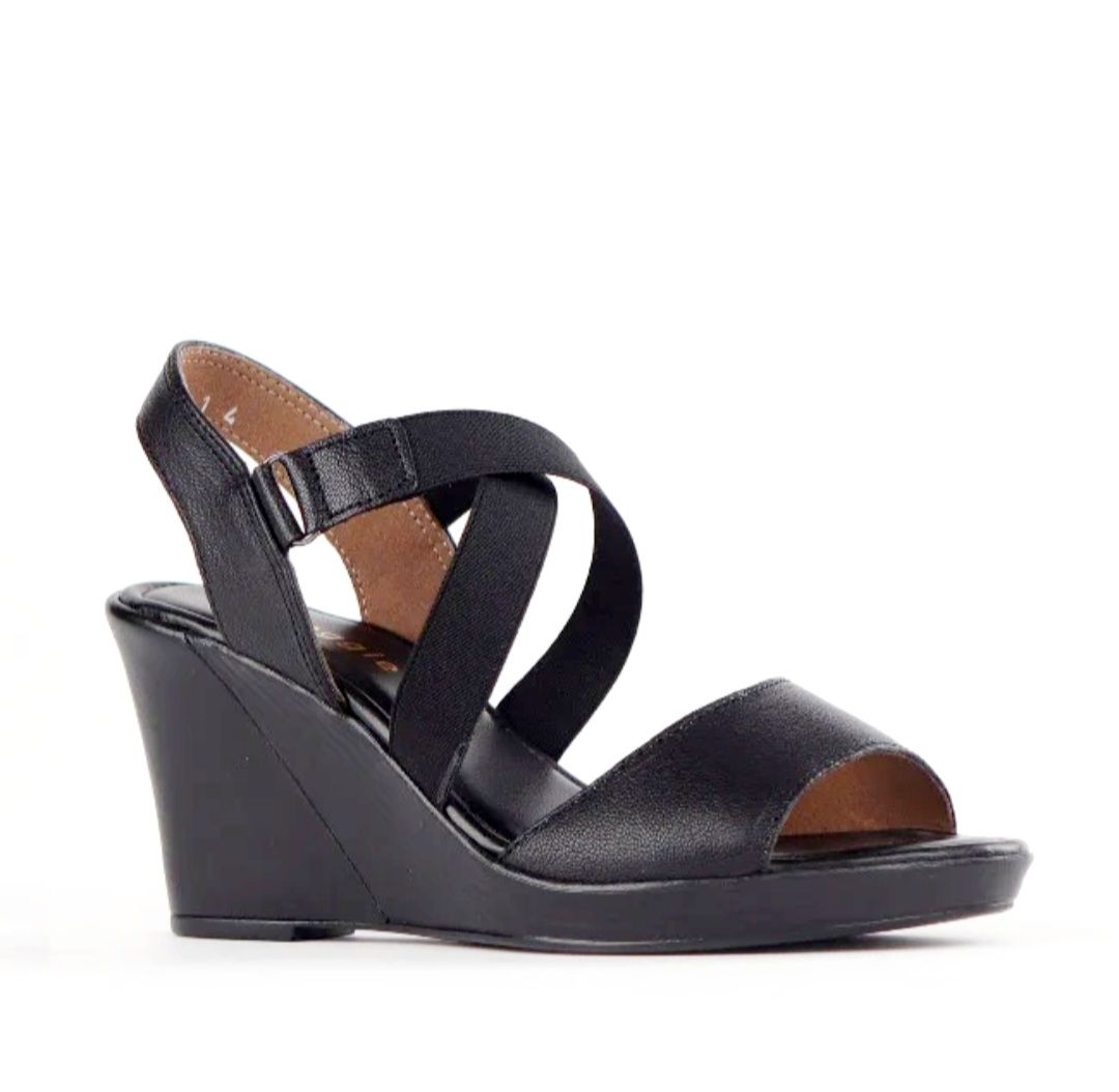 Froggie Black Wedge Slingback Sandals Froggie Strappy Slingback