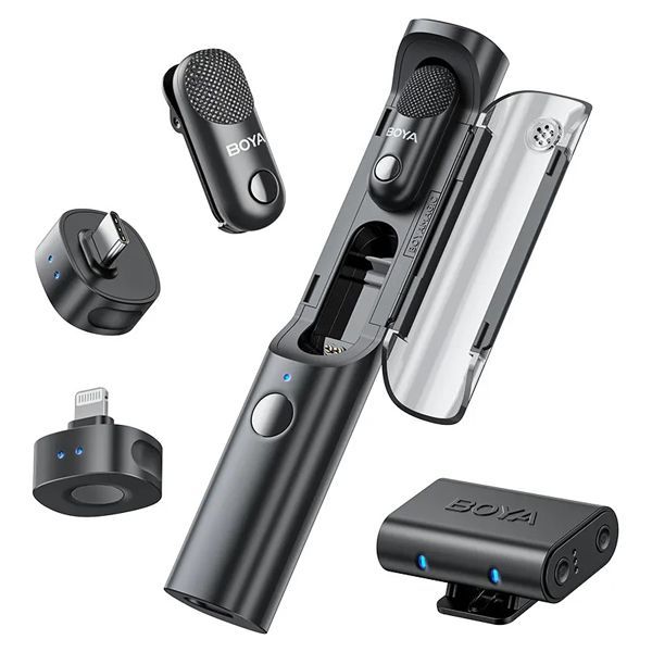Boya Magic-02 AI-Powered Wireless Mic Compatible with USB-C, Lightning &amp; 3.5mm Devices