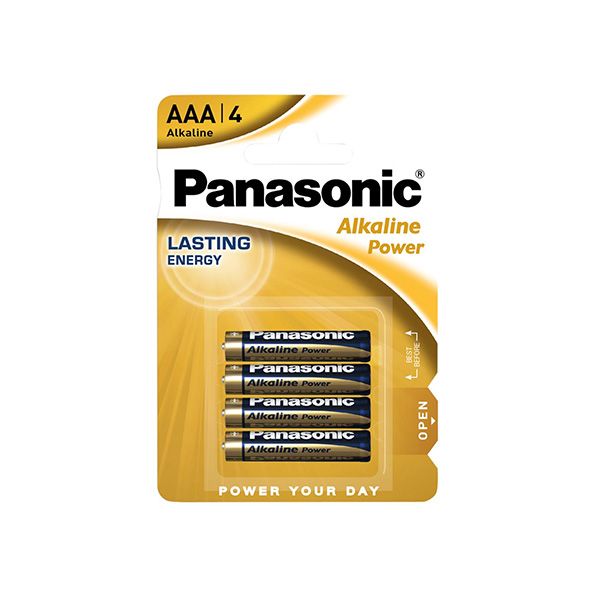 Panasonic AAA Alkaline 4 Pack Batteries x 1 Box of 12 Packs (LR03APB/4BP)