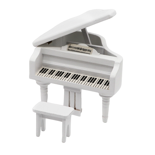 1:12 Mini House Toy Simulation Grand Piano Decoration - White