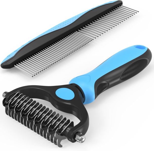 Pet Grooming Combo Blue Deshedding Brush With Me image
