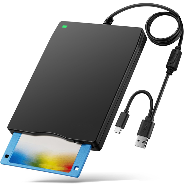 Versatile USB &amp; Type-C External Floppy Drive 1.44MB-Plug and Play 0.52 lb