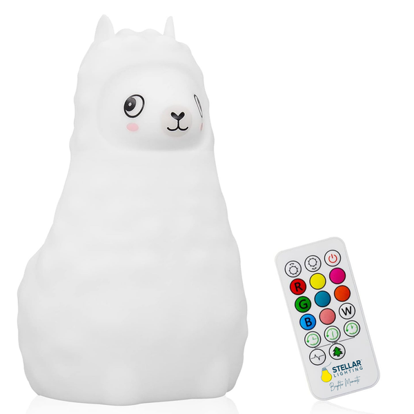 Stellar Lighting LED Kids Night Light Soft Silicone Baby RGB - Llama
