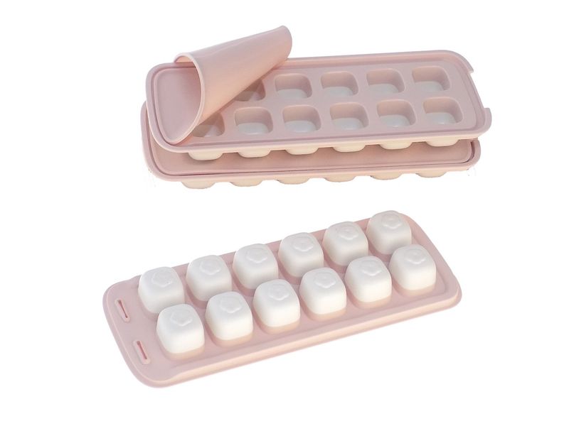 Elegant Plastic Ice Cube Tray With Silicone Base &amp; Lid - 3 piece