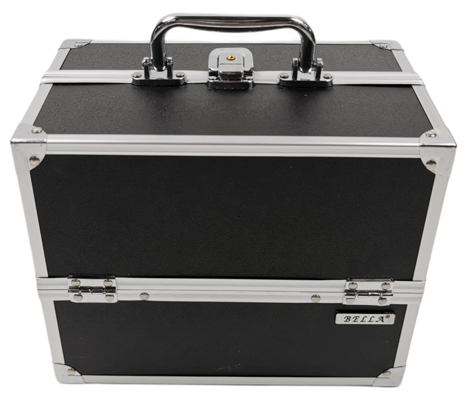 Cosmetic Case with Red Velvet Inner - Solid Black