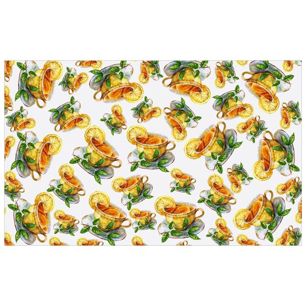 Lemon Tea on White Rectangle Tablecloth