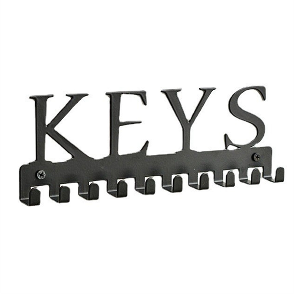 Key Holder Wall Mount Black Key Hanger Wall Decor with 10 Key Hooks