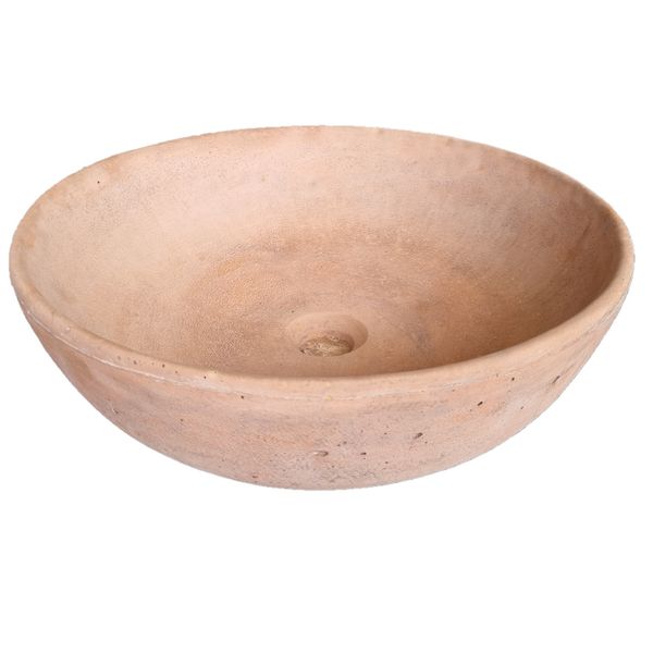 Terracotta Concrete Round Handmade Countertop Butler Sink 42 x 14cm
