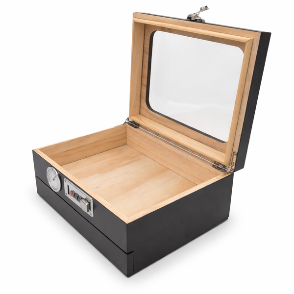 Cedar Wood Humidor Cigar Box - Black