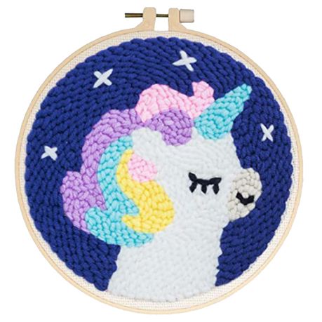 Unicorn - Punch Needle Embroidery Wool Art DIY Fox Crafts Kit Tapestry Image