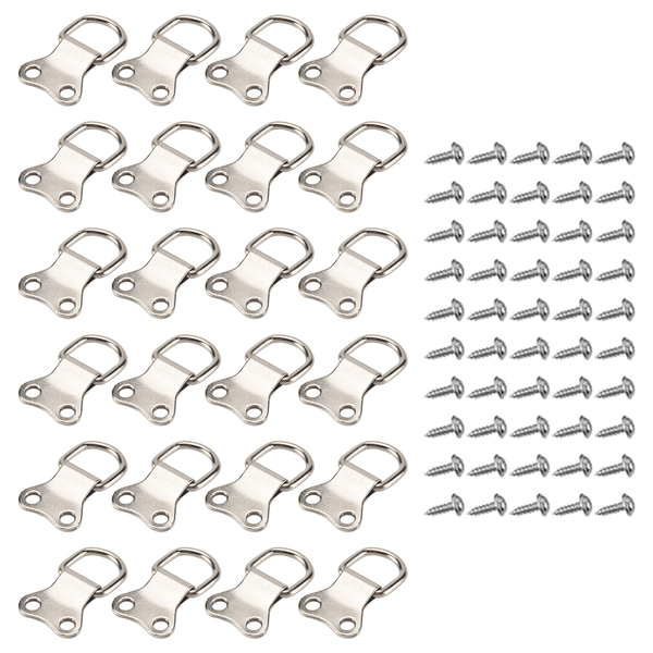 25 pcs D-Ring Picture Frame Hanging Hooks Double Hole Hangers With Screws S