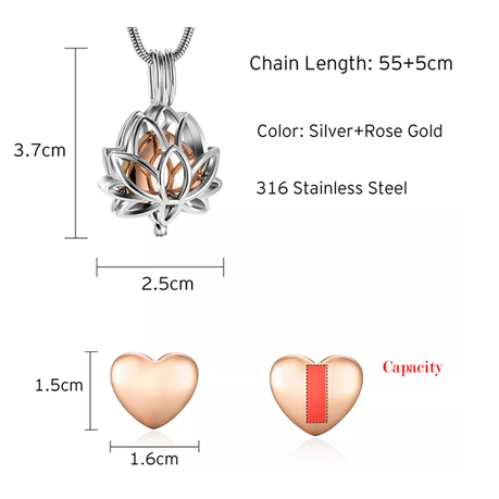 Memorial Safe Keeping Pendant - Silver heart with Rose gold heart