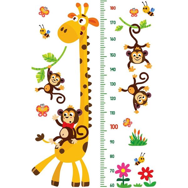 Giraffe &amp; Monkeys Kids Height Wall Chart - Peel&amp;Stick Nursery Wall Decals