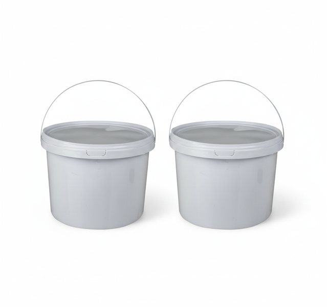 Bucket Plastic 5L With Lid Triple Lock Design - 2 Pack