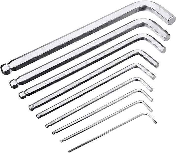 9-Piece Ball-End Hex Key Set Standard Metric Sizes (1.5-10mm)