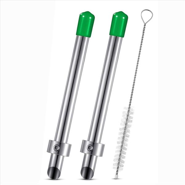 2 Pack Straw Puncher for Plastic Lids Lemonade Cups, Stainless Steel Straw