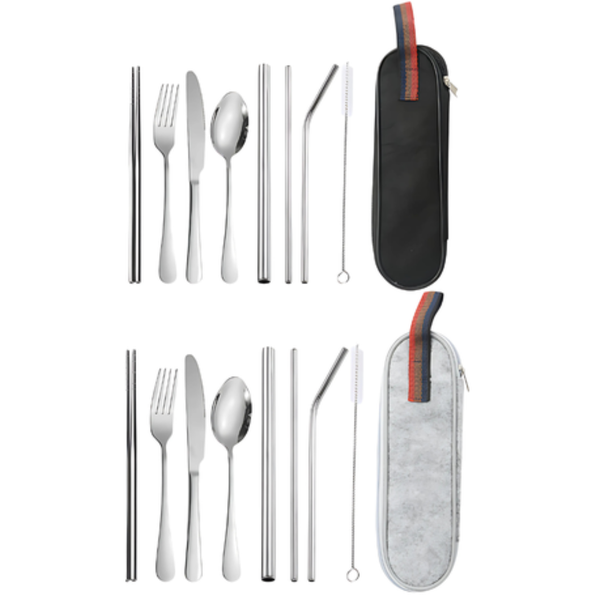 8 Piece Portable Stainless Steel Picnic CutleryTableware ( Set of 2 )
