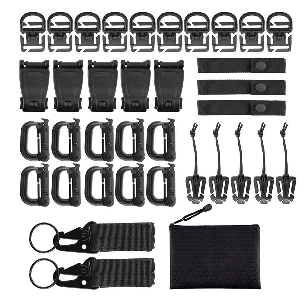 Multiuse Tactical Backpack D-Ring Grimloc Locking Gear Clip Kit - 35 Pieces