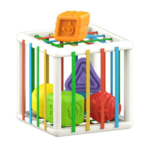 Montessori Shape Sorting Toy Colourful Multi Sensory Form Fitter Cube