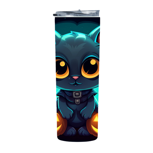 Scary Black Cat 3 20 Oz Straight Skinny Tumbler 206