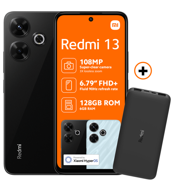 Xiaomi Redmi 13 Smartphone - Midnight Black (6GB RAM+128GB | 108MP Camera)