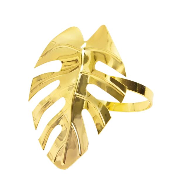 BUC 12 Piece Gold Tropical Leaf Metal Napkin Ring - Christmas Wedding Picnic
