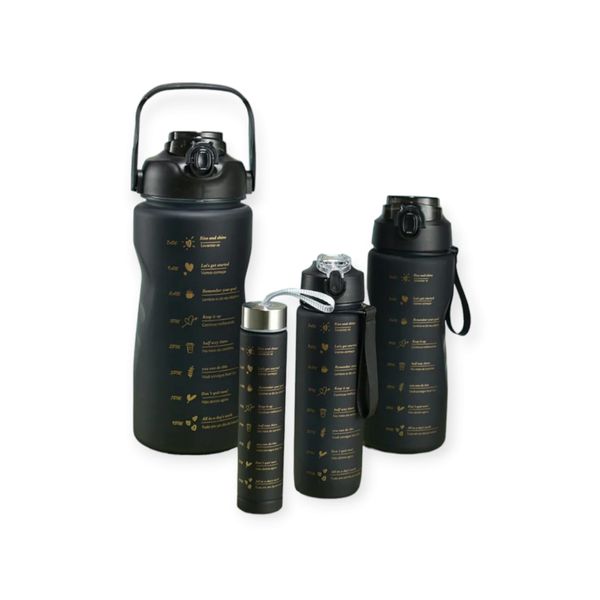 Push Button Water Bottle Motivational 4 Piece