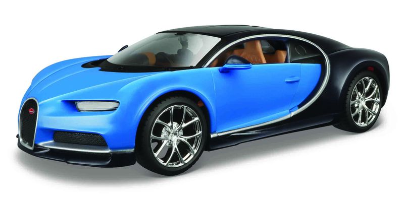 Maisto 1/24 Bugatti Chiron Assembly Kit - Blue (18.5cm Long)