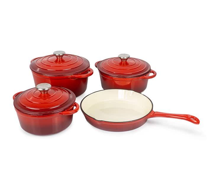 7 Piece Cast Iron Dutch Oven Cookware Pot & Pan Set Shop Today. Get