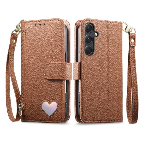 Heart-Shaped Zipper Shockproof Phone Case Compatible with Samsung GalaxyA54