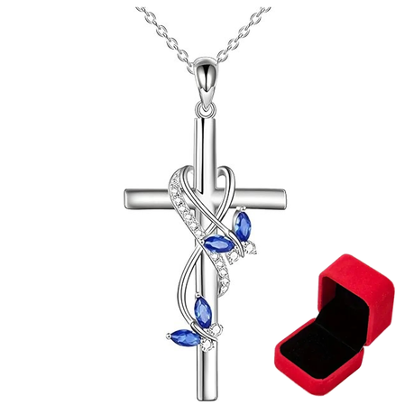 Christian Cross Butterfly Silver Plated Pendant Necklace & Luxury Gift Box Image