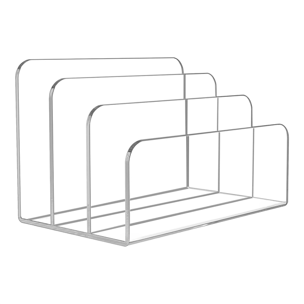 3 Sections Clear Acrylic Bookend Book Stand for Documents Letter Book