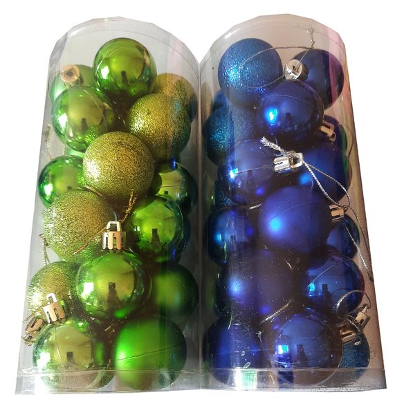 46pc Small Chrismas Ball Decorations - Blue and Green