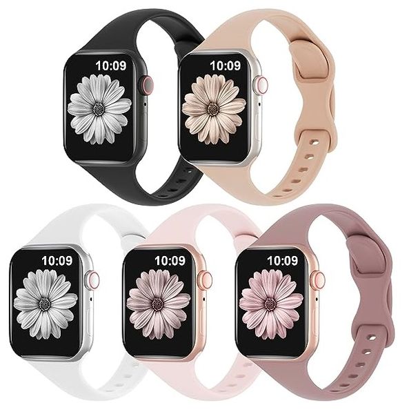 5 Pack-Okotec Soft Silicone Bands Compatible with Apple iWatch 38/40/41 mm