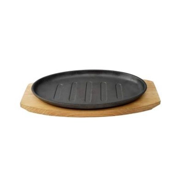 Sizzler Plate 27x17cm Cast Iron Plate &amp; wood Board RVT 156/634